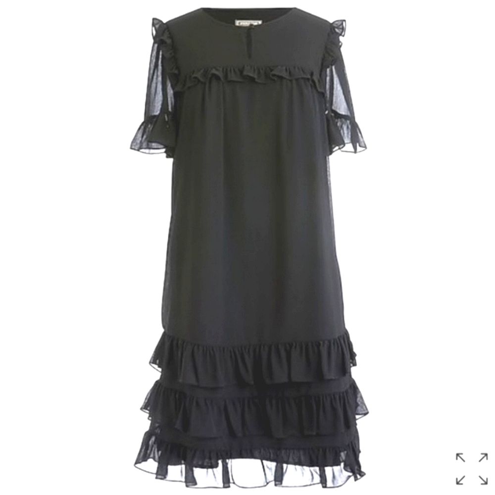 J. Crew Black Ruffle Mini Dress